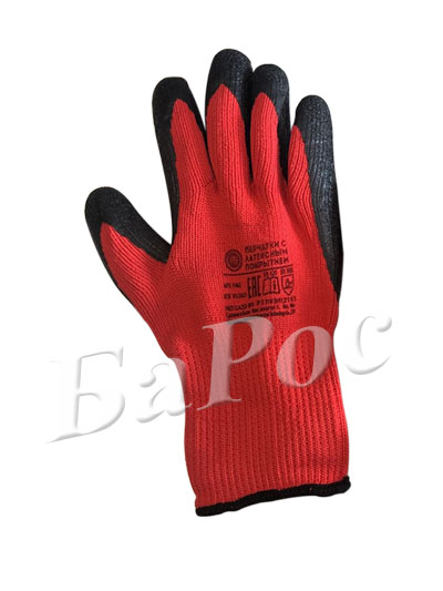 Перчатка акриловая со вспененным латексным обливом 1/2 Люкс