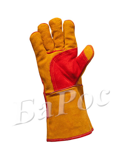 Краги спилковые пятипалые с подкладом, дополнительное усиление ладони и большого пальца