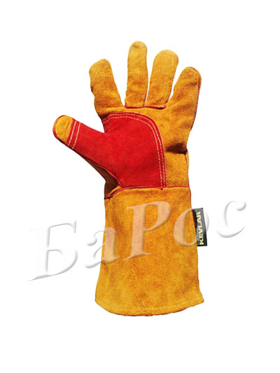 Краги спилковые пятипалые с подкладом, 11 размер, дополнительное усиление ладони и большого пальца, швы прошиты огнестойкой нитью